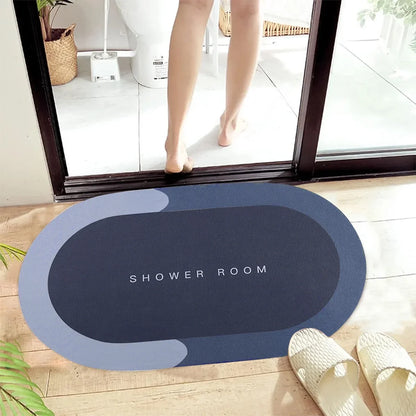 Aiteng Bathroom Rugs Super Absorbent Quick Dry Non Slip, Washable Bathroom Floor Mats Shower Rug for in Front of Bathtub Shower Room, Dark Blue