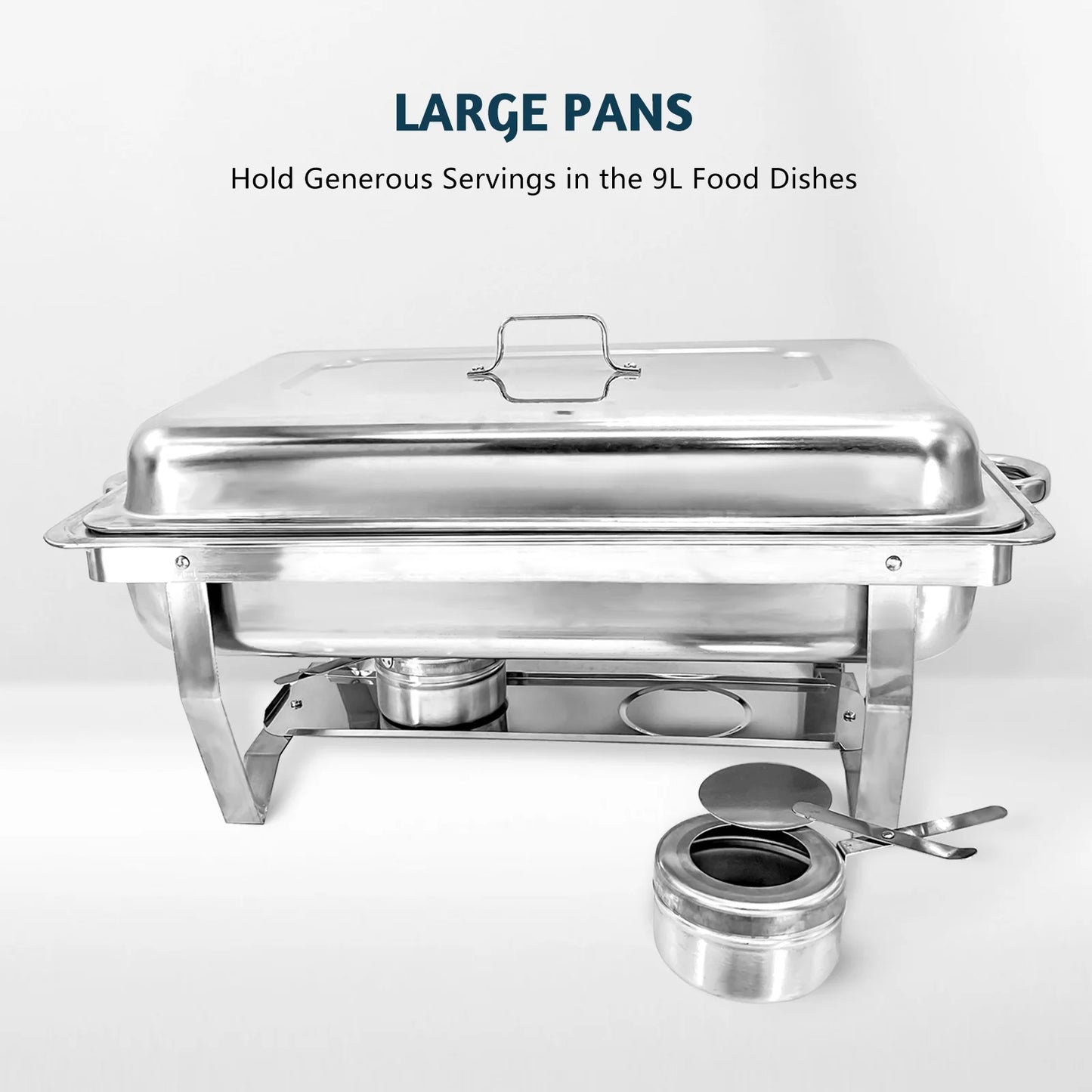 Jacgood Chafing Dish Chafer 8 QT Full size Stainless Steel Food Warmer Foldable Stove Dish Set Rectangular Chafing Dish Full Buffet Catering 1 pack