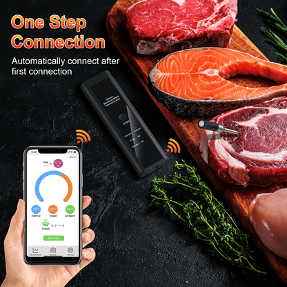 Long Range Wireless Meat Thermometer, Bluetooth Meat Thermometer for Turkey Beef Lamb, Smart Meat Thermometer for BBQ, Oven, Grill, Kitchen, Smoker, Rotisserie